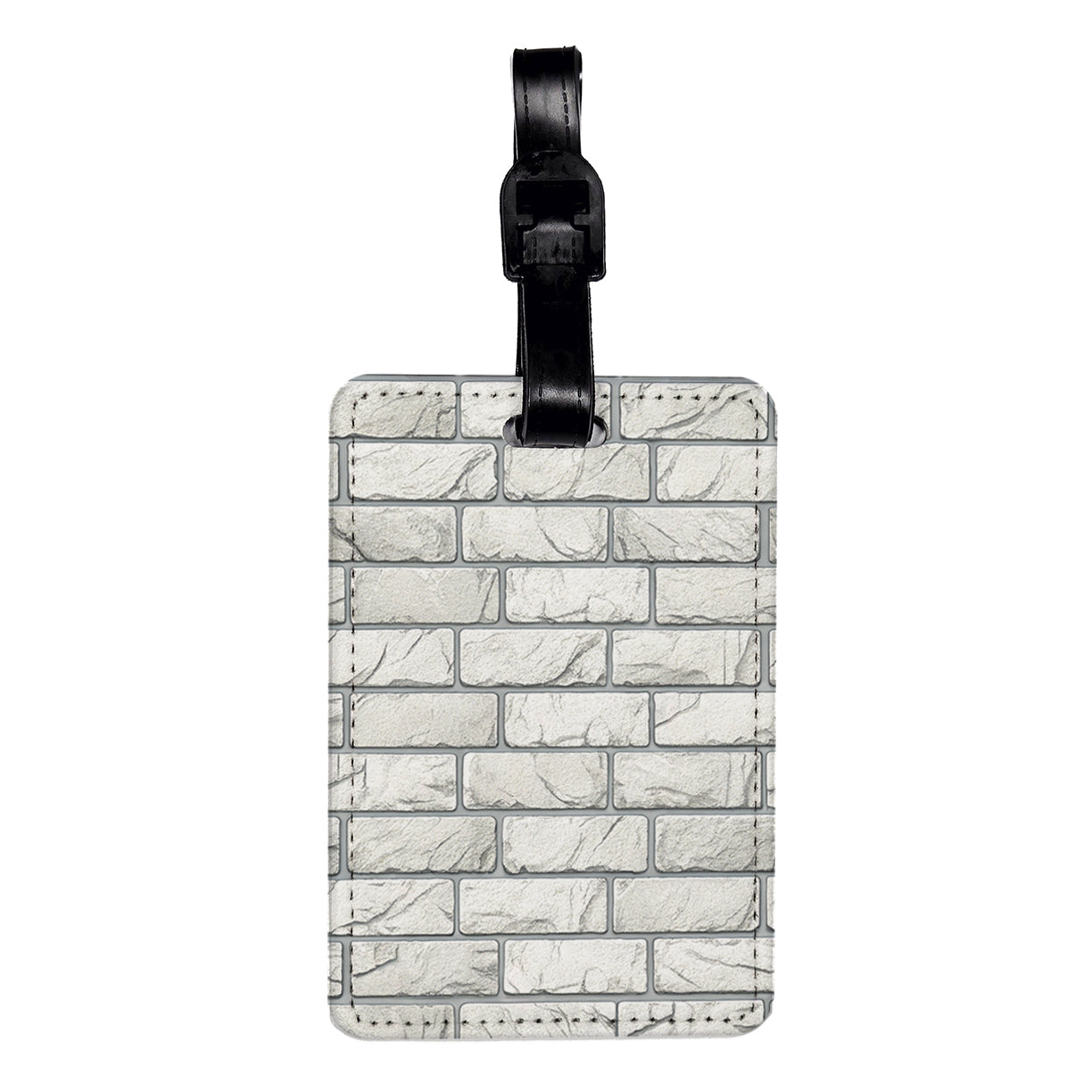 White Brick Wall Background Travel Faux Leather Luggage Tag