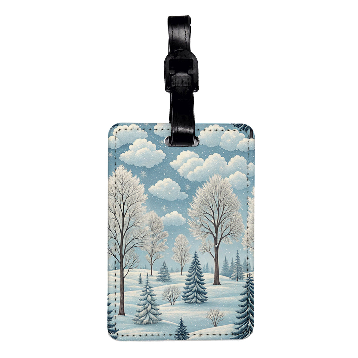 Winter Background Scene Travel Faux Leather Luggage Tag