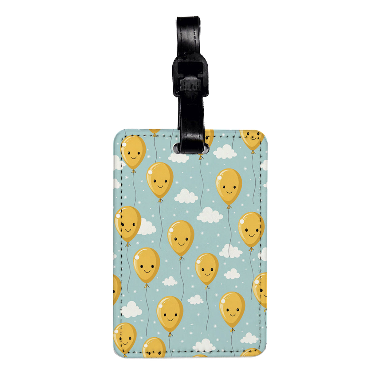 Yellow Happy Balloons Birthday Cute Travel Faux Leather Luggage Tag