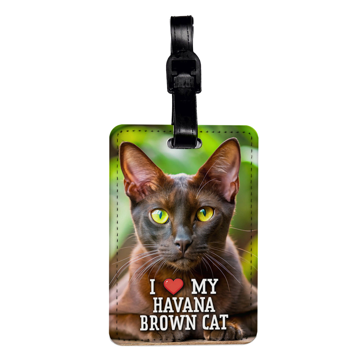 I Love My Havana Brown Cat Heart Travel Faux Leather Luggage Tag