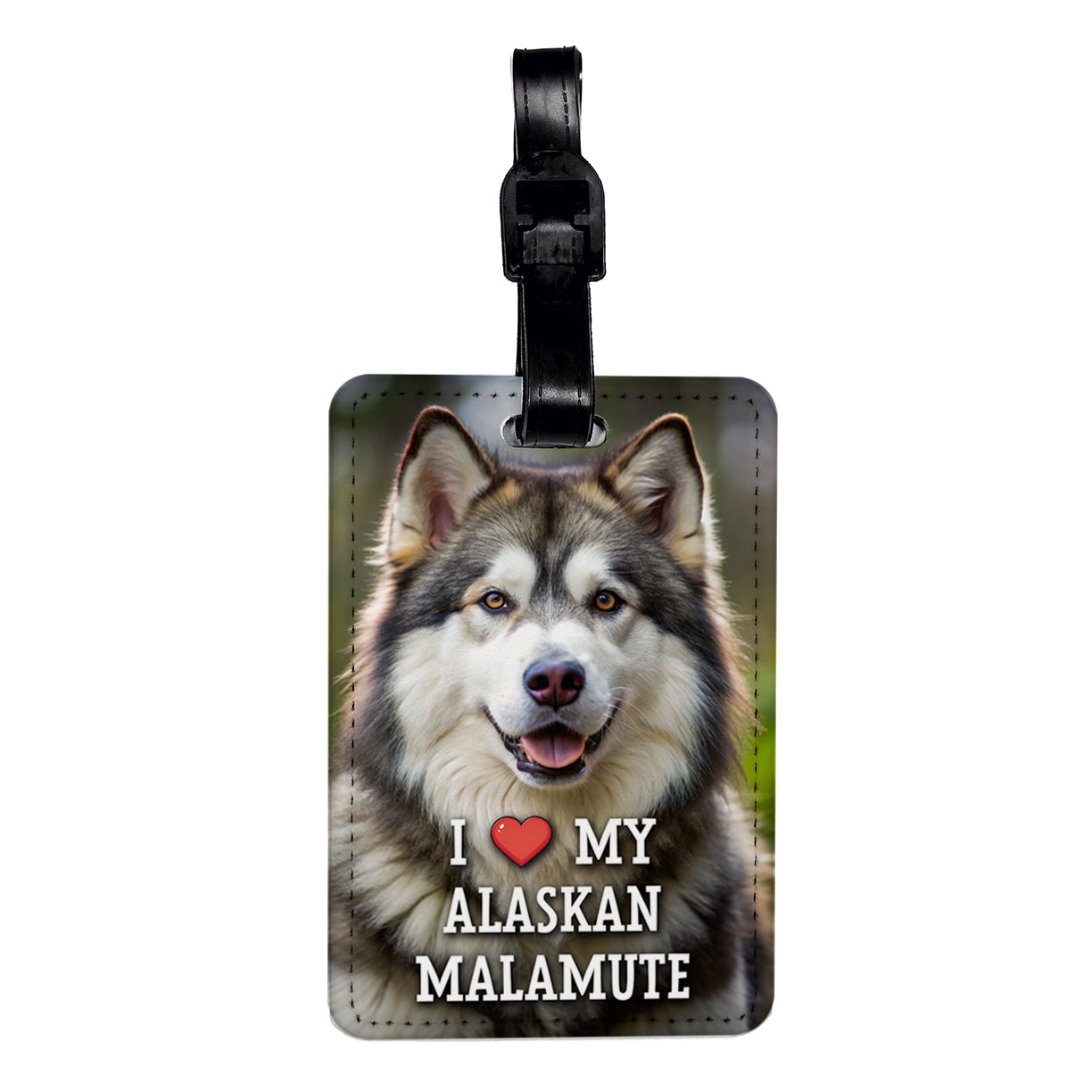 I Love My Alaskan Malamute Dog Heart Travel Faux Leather Luggage Tag