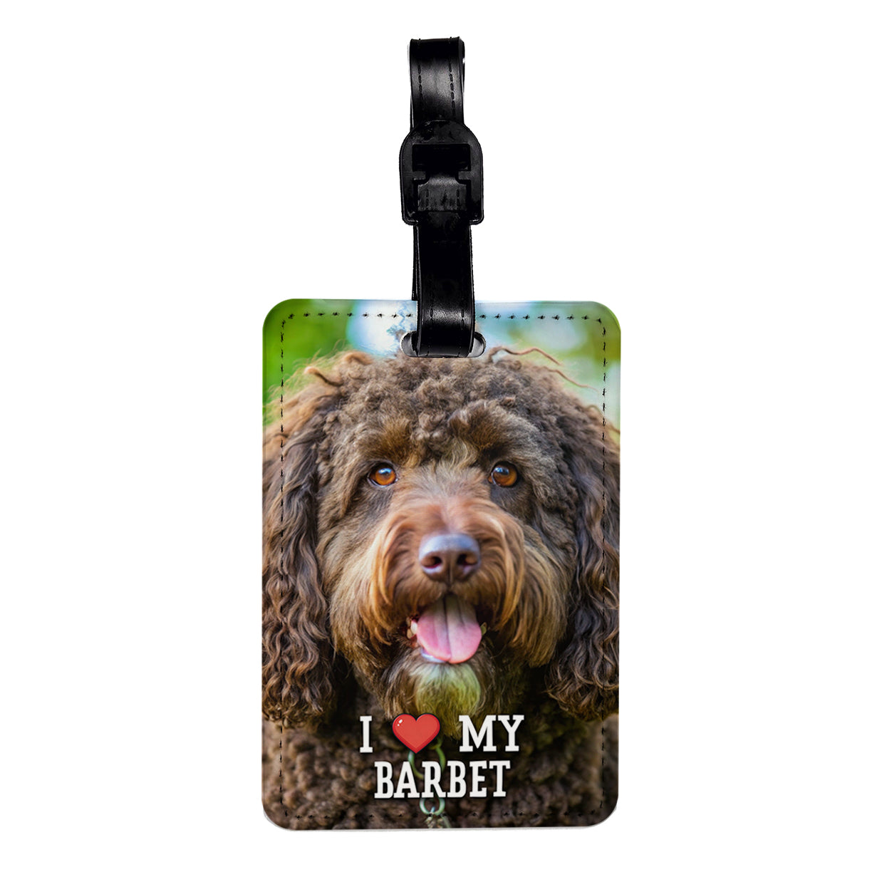 I Love My Barbet Dog Heart Travel Faux Leather Luggage Tag