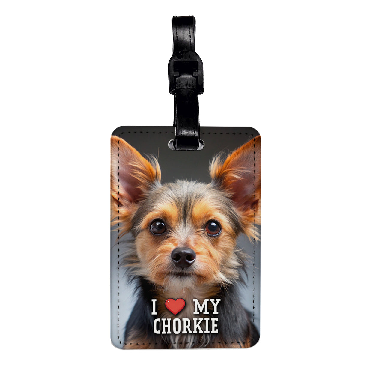 I Love My Chorkie Dog Heart Travel Faux Leather Luggage Tag