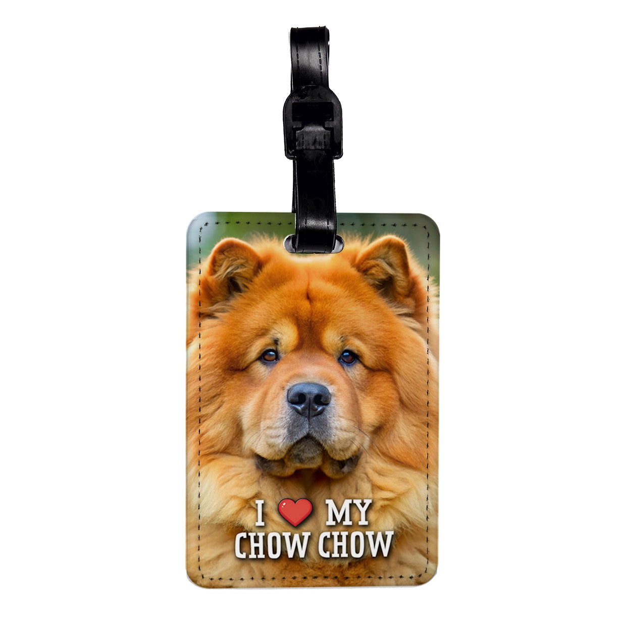 I Love My Chow Chow Dog Heart Travel Faux Leather Luggage Tag