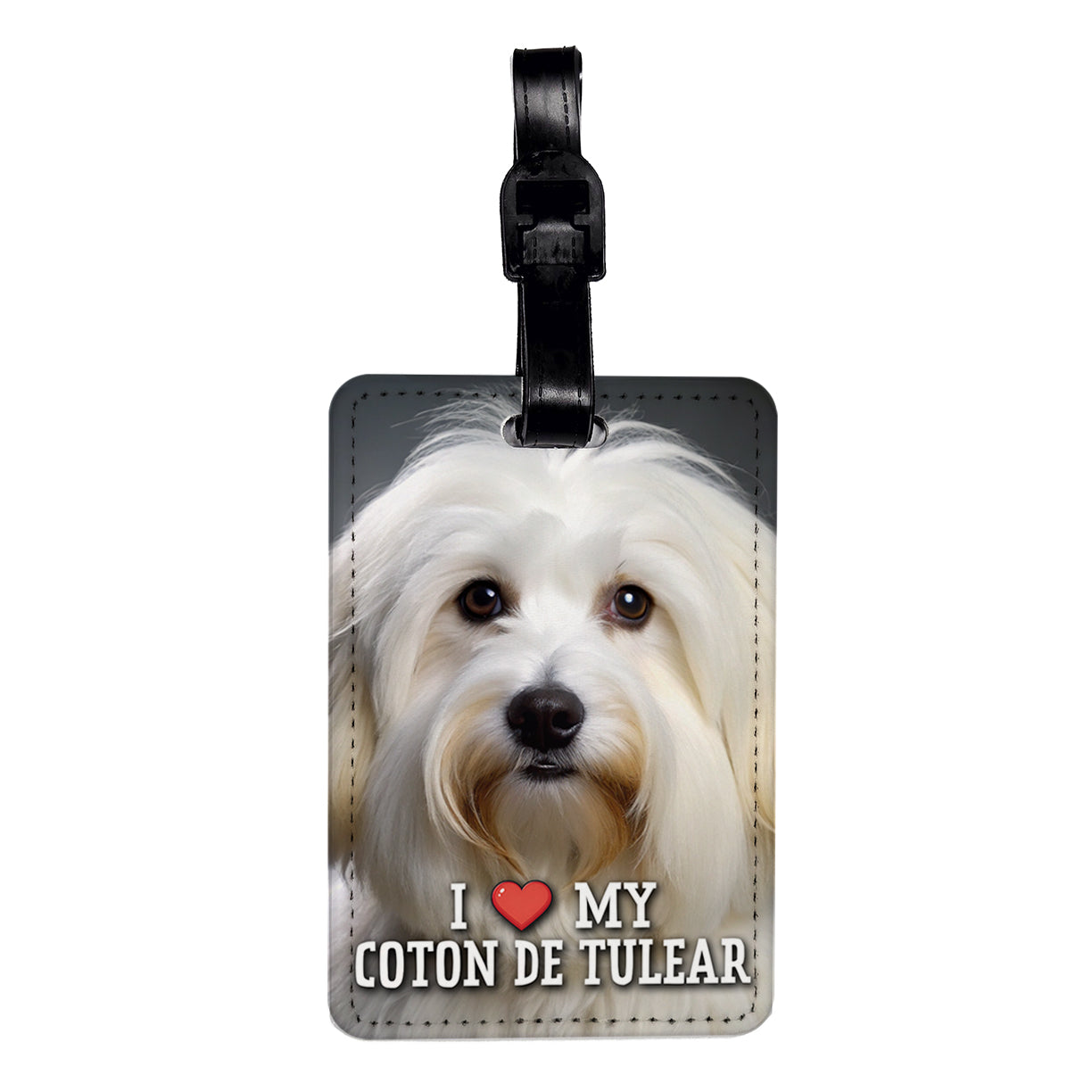 I Love My Coton De Tulear Dog Heart Travel Faux Leather Luggage Tag