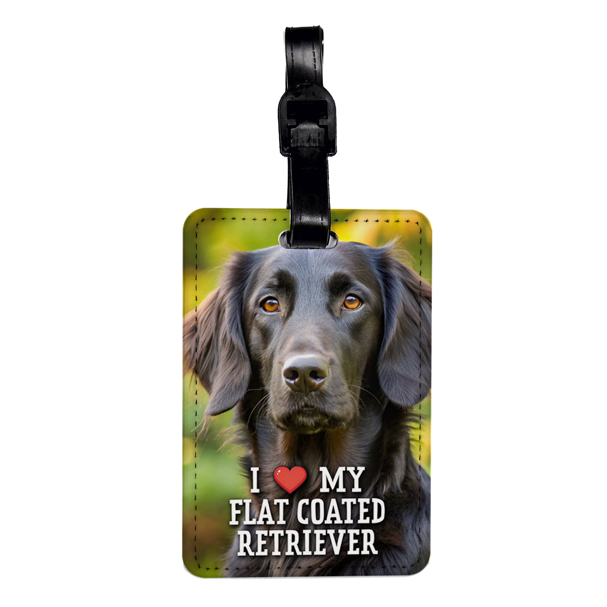 I Love My Flat Coated Retriever Dog Heart Travel Faux Leather Luggage Tag