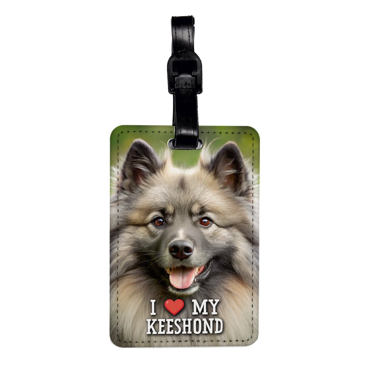 I Love My Keeshond Dog Heart Travel Faux Leather Luggage Tag
