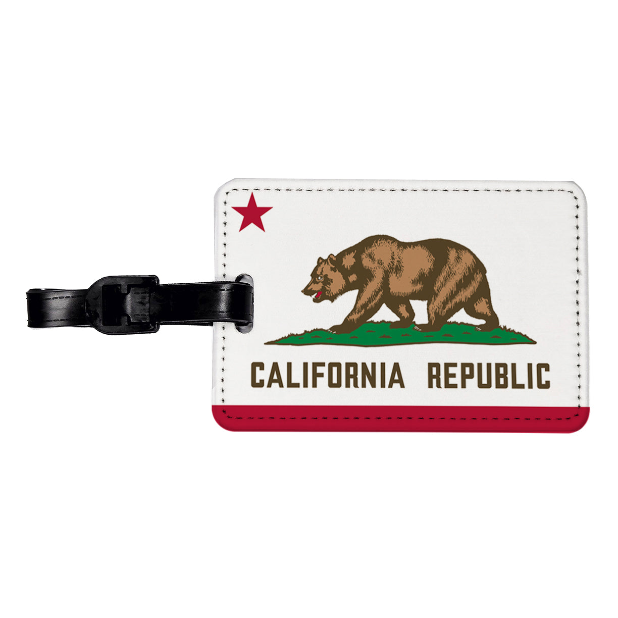 California CA State Flag Travel Faux Leather Luggage Tag