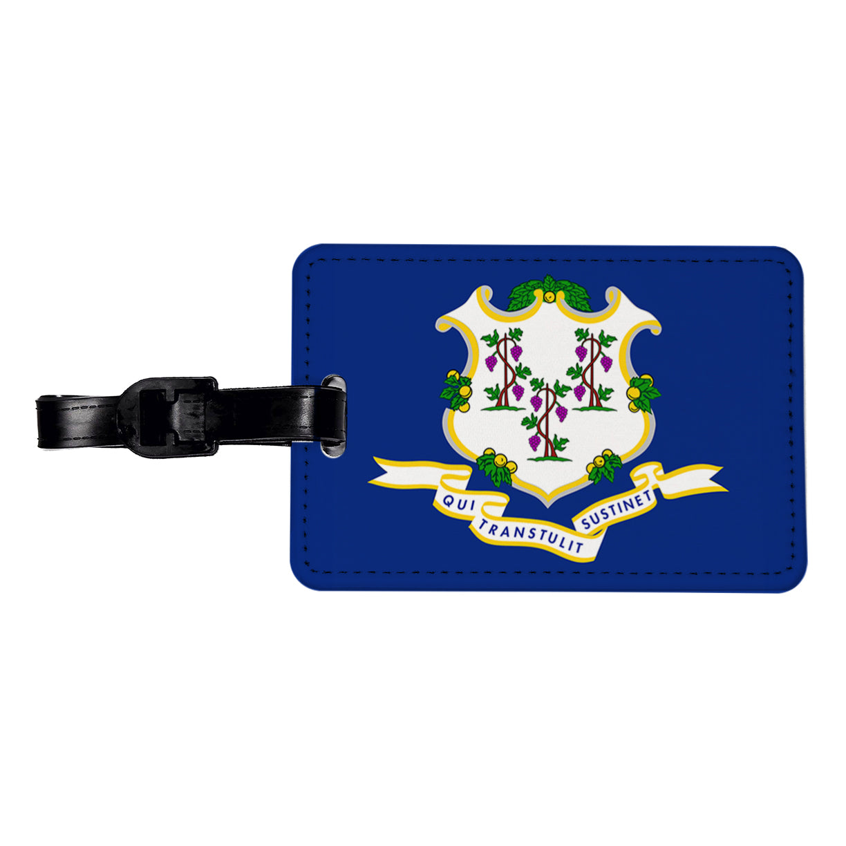 Connecticut CT State Flag Travel Faux Leather Luggage Tag
