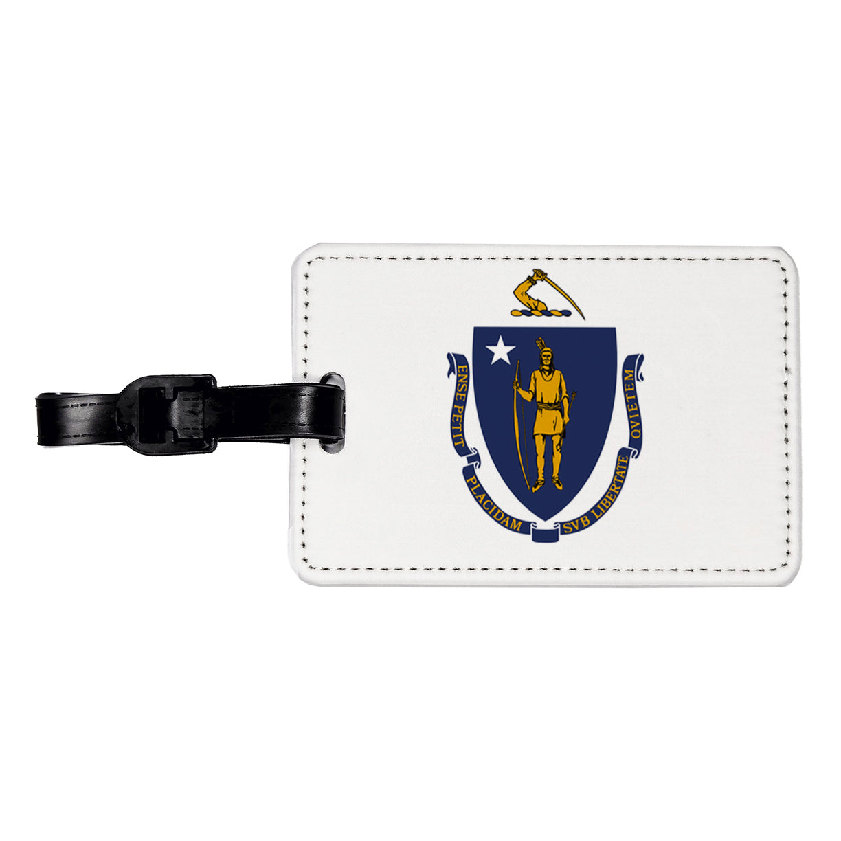 Massachusetts MA State Flag Travel Faux Leather Luggage Tag