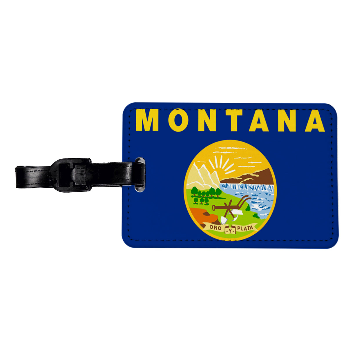 Montana MT State Flag Travel Faux Leather Luggage Tag