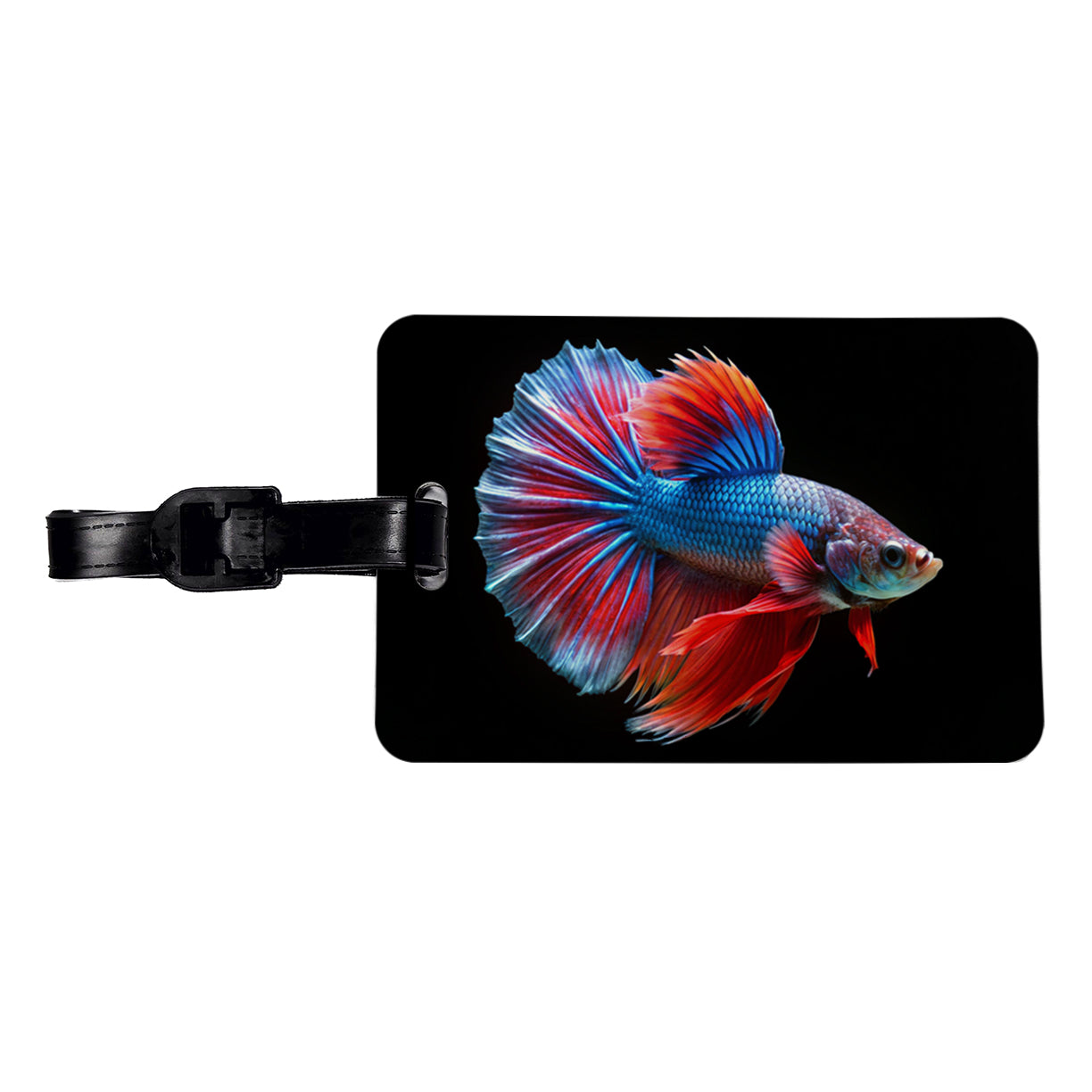 Betta Siamese Fighting Fish Travel Faux Leather Luggage Tag
