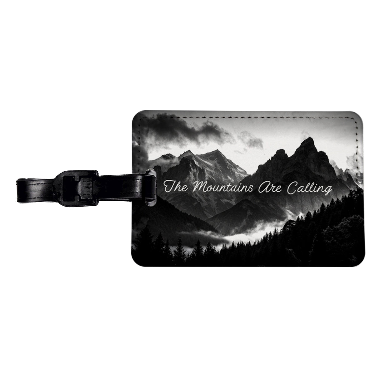 The Mountains Are Calling Adventure Awaits Travel Faux Leather Luggage Tag