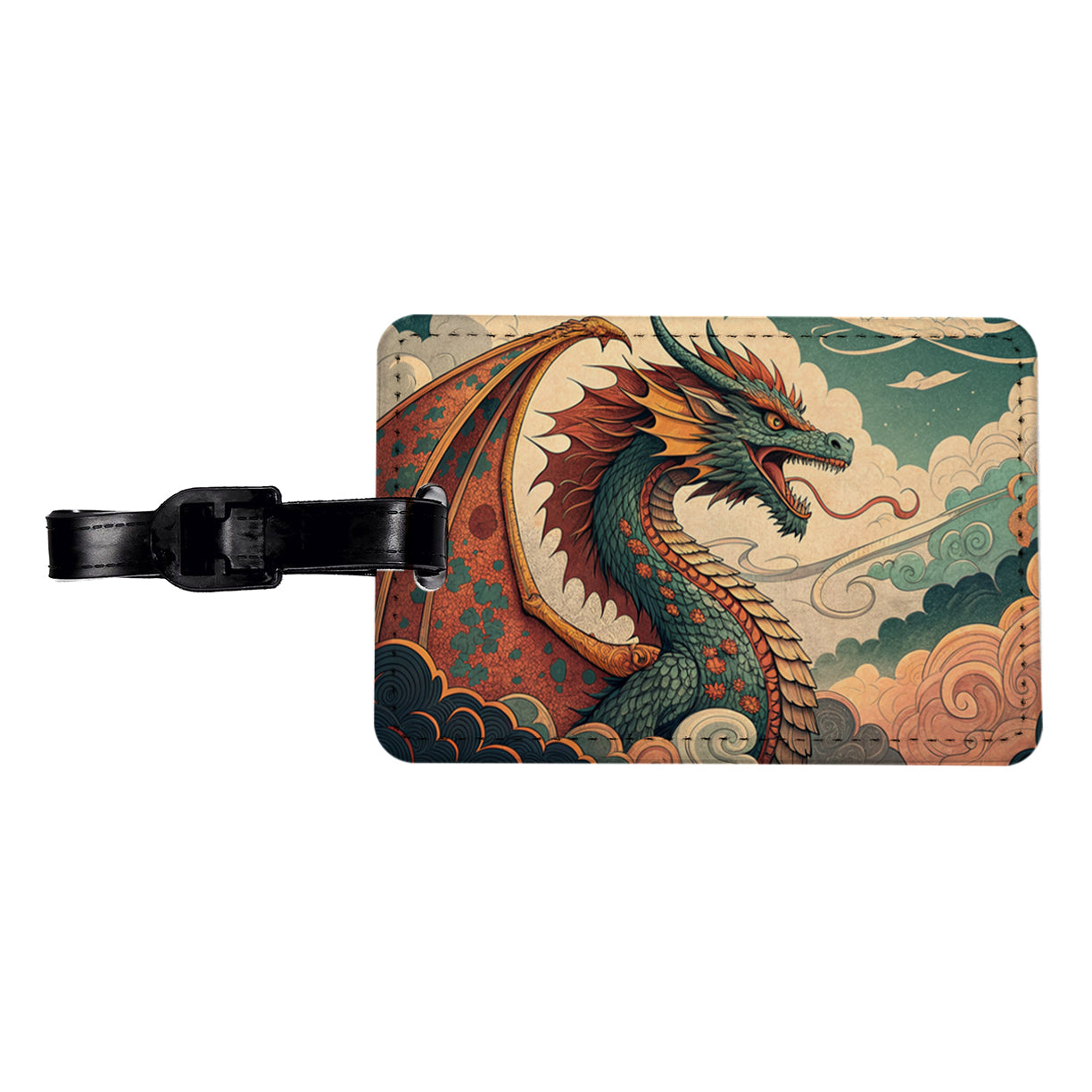60's Style Pulp Fantasy Dragon Illustration Travel Faux Leather Luggage Tag