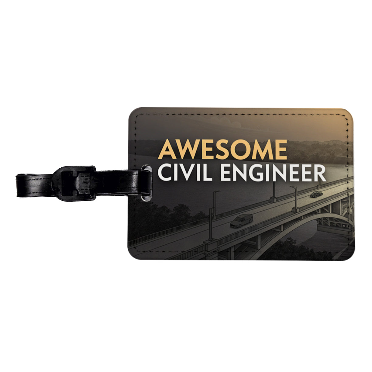 Awesome Civil Engineer Inspirational Travel Faux Leather Luggage Tag