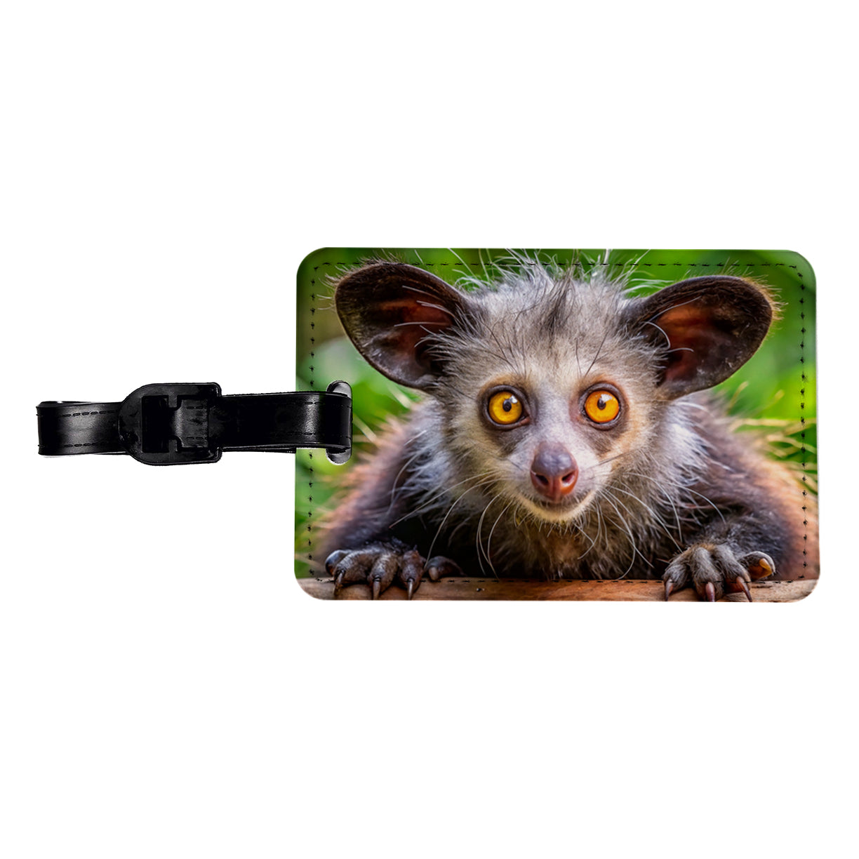 Aye Aye Long Fingered Lemur Travel Faux Leather Luggage Tag