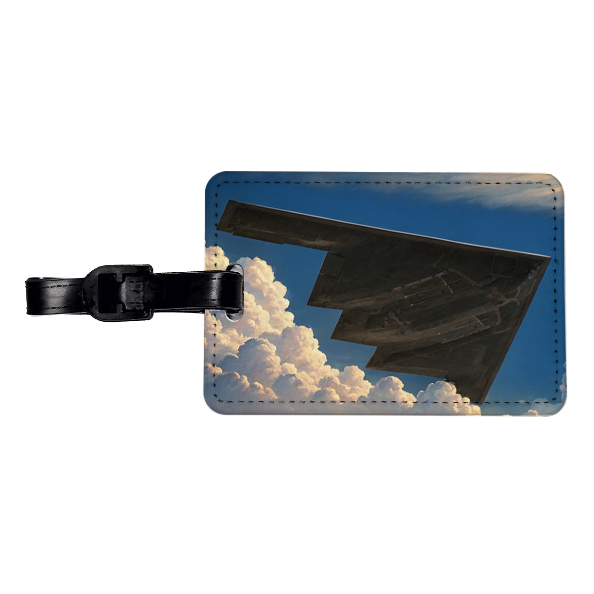 B-2 Spirit Stealth Bomber Airplane In Flight Illustration Travel Faux Leather Luggage Tag