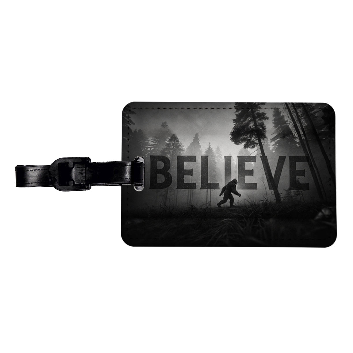 Believe Bigfoot Fantasy Creatures Travel Faux Leather Luggage Tag