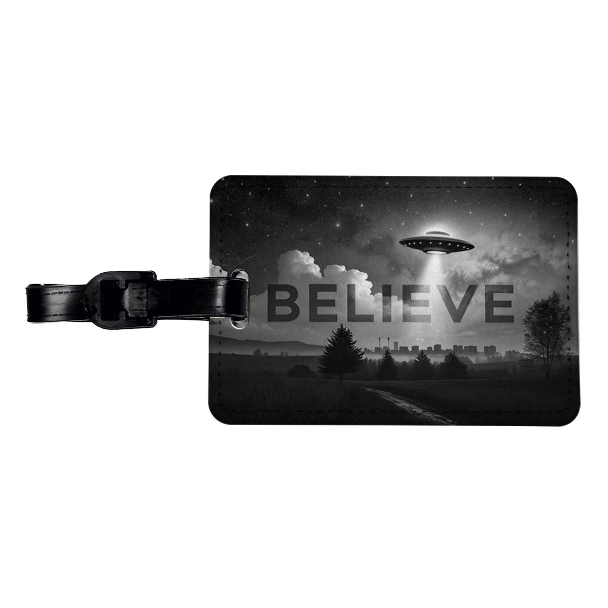 Believe UFO Sci-Fi Fantasy Travel Faux Leather Luggage Tag