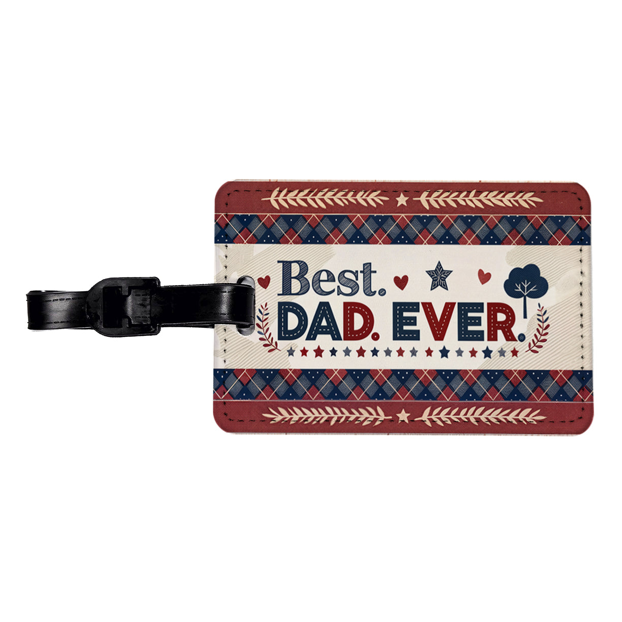 Best Dad Ever Plaid Father's Day Travel Faux Leather Luggage Tag