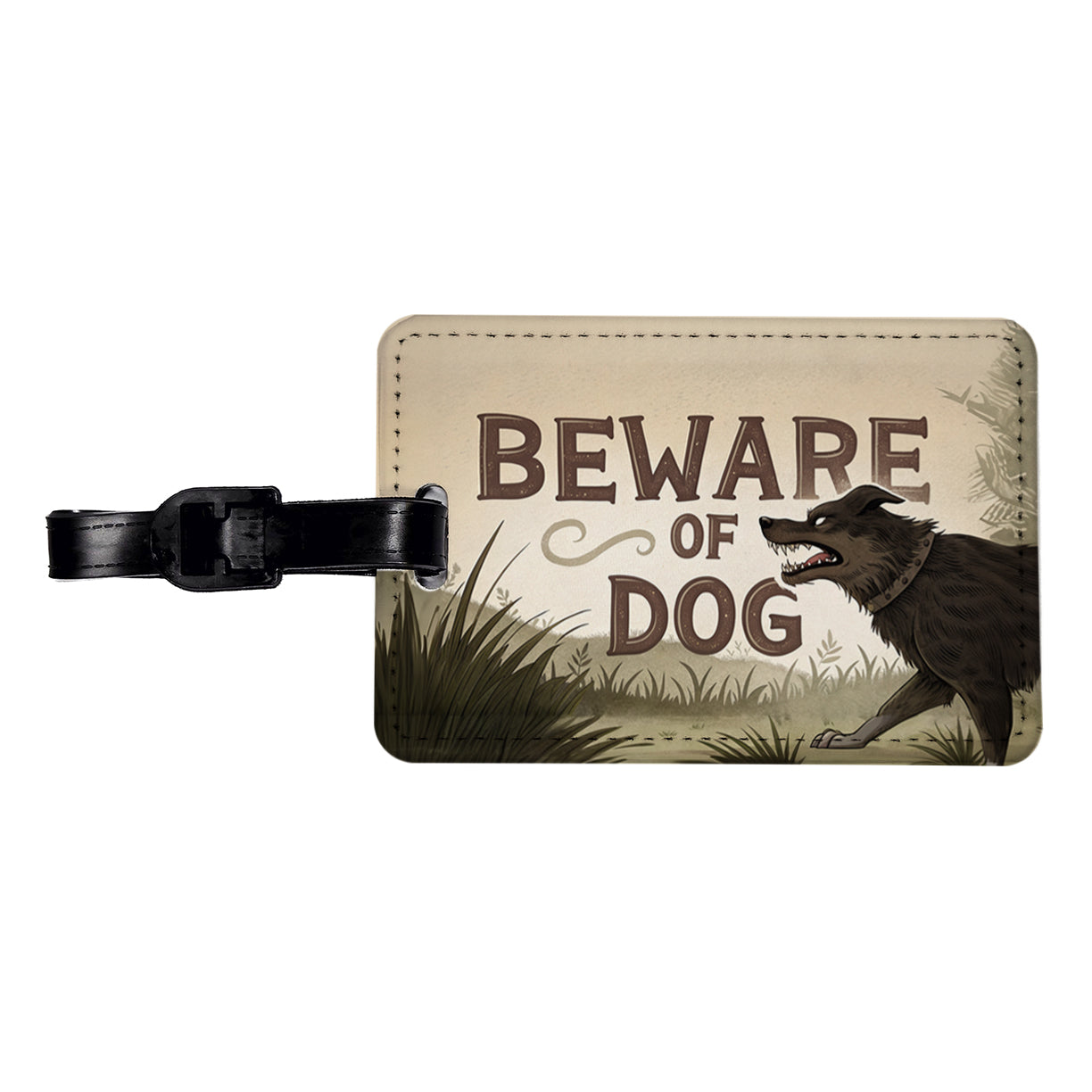 Beware Of Dog Mean Travel Faux Leather Luggage Tag