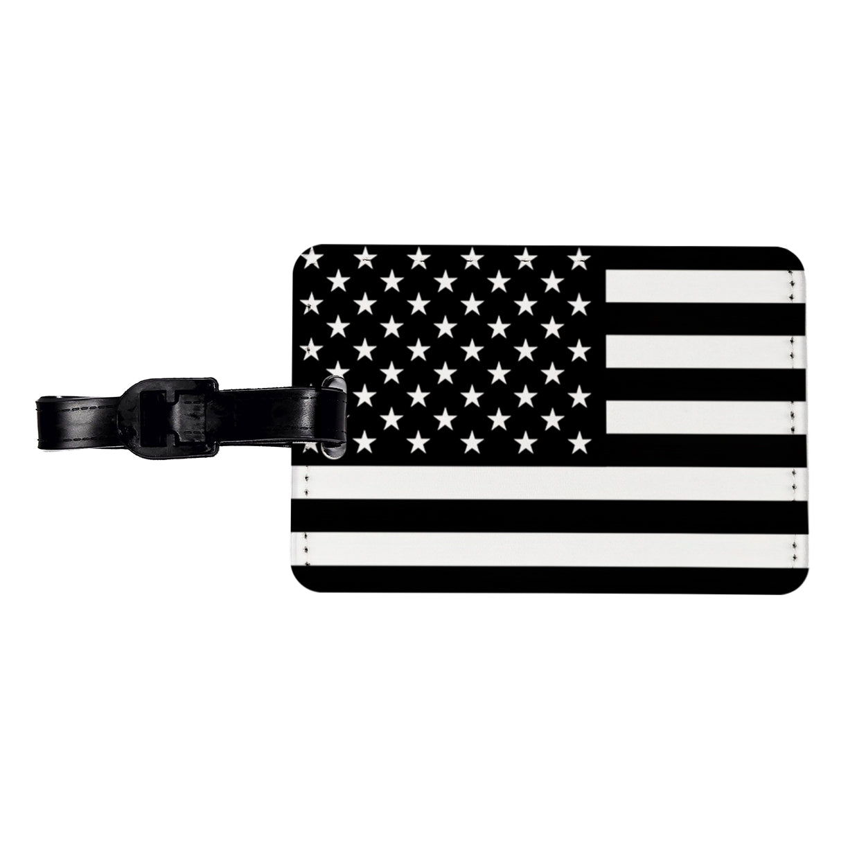 Black and White United States US American Flag Travel Faux Leather Luggage Tag