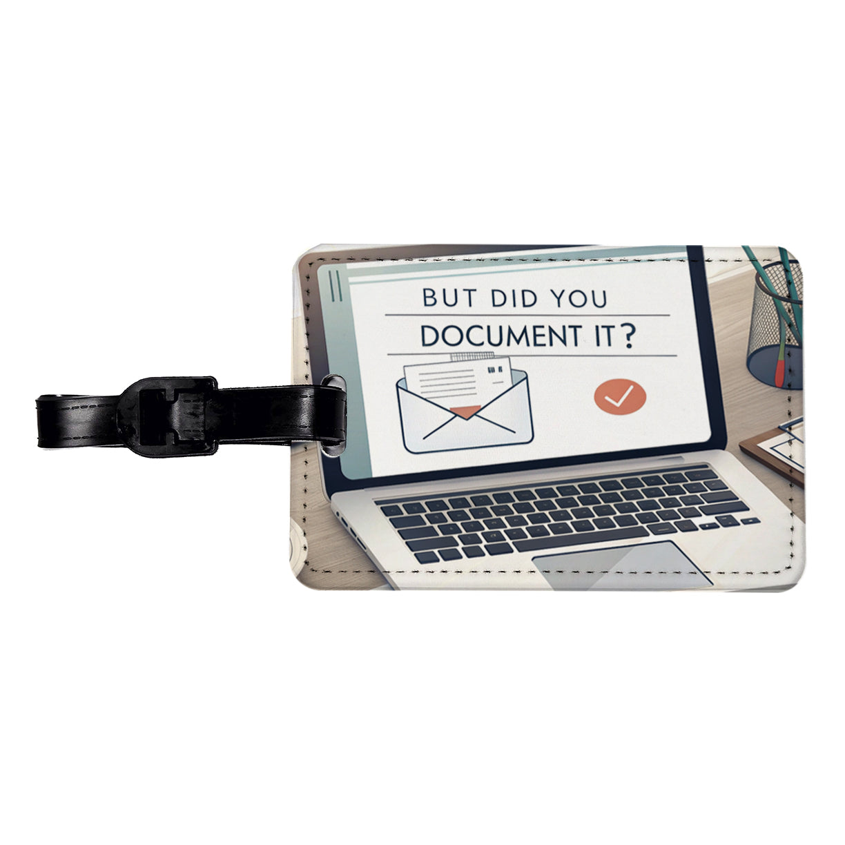 But Did You Document It Laptop Email Funny Travel Faux Leather Luggage Tag