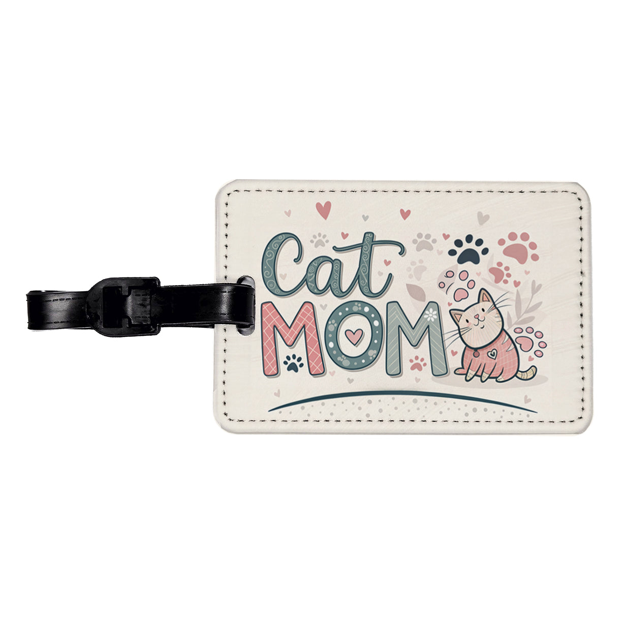 Cat Mom Cute Travel Faux Leather Luggage Tag