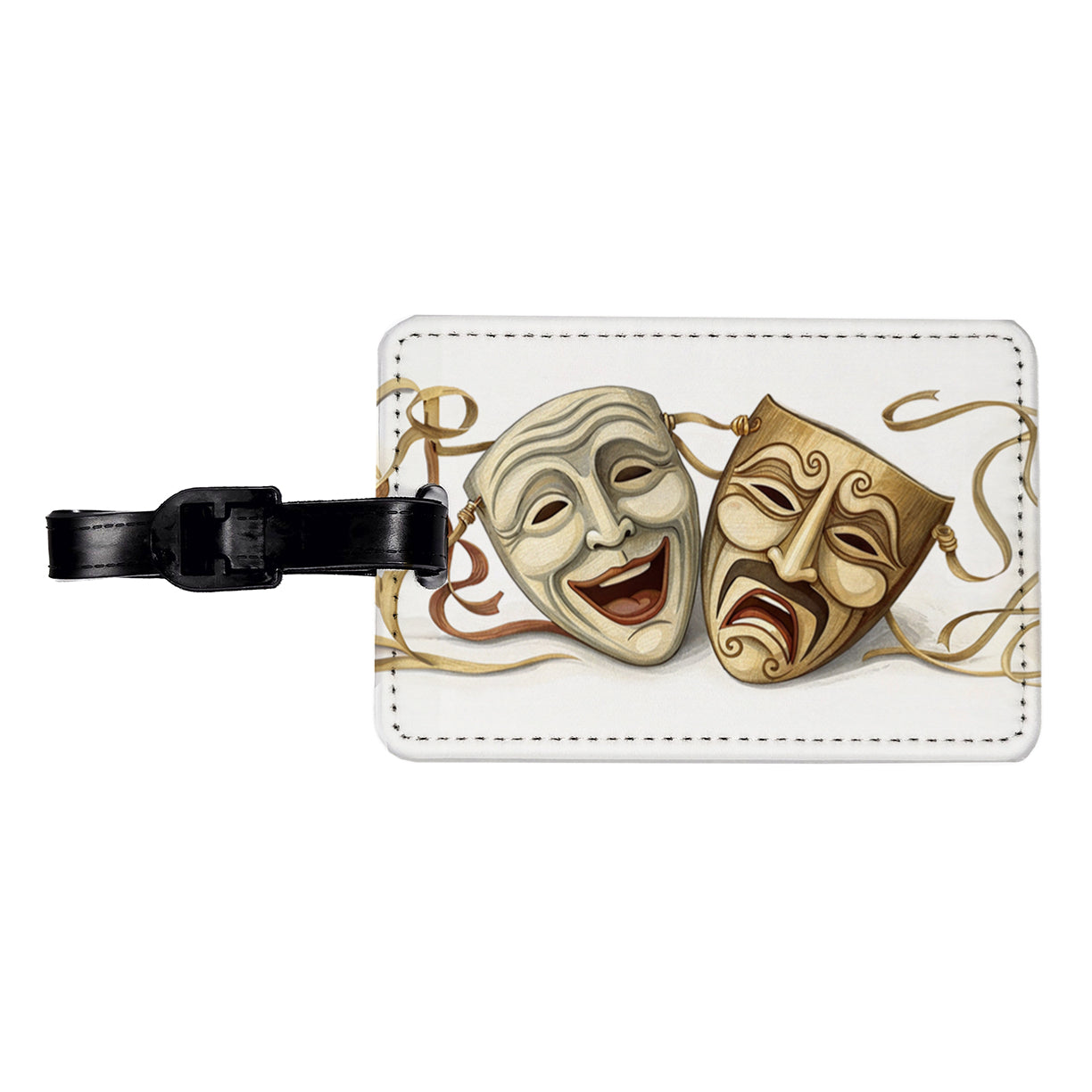 Comedy And Tragedy Theater Drama Masks Travel Faux Leather Luggage Tag