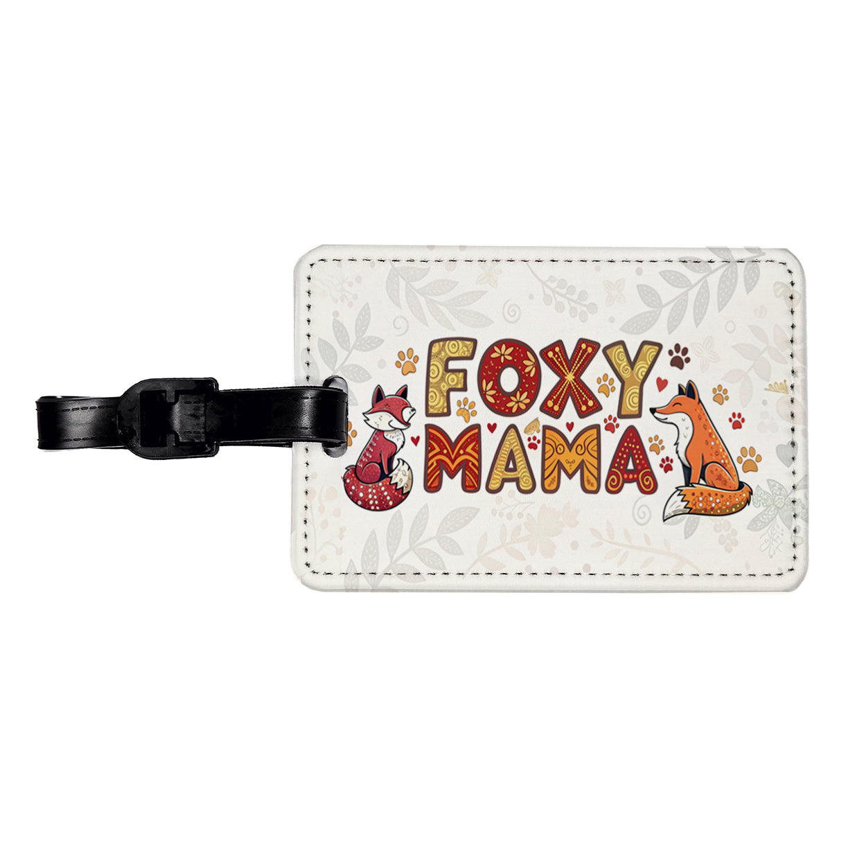 Foxy Mama Cute Fox Foxes Theme Travel Faux Leather Luggage Tag