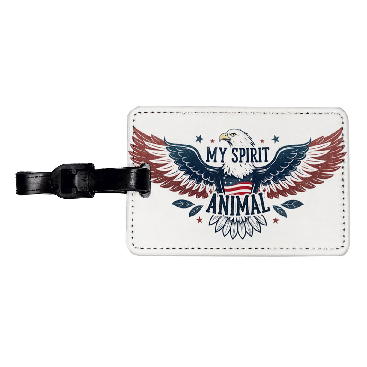 My Spirit Animal Patriotic American Bald Eagle Travel Faux Leather Luggage Tag