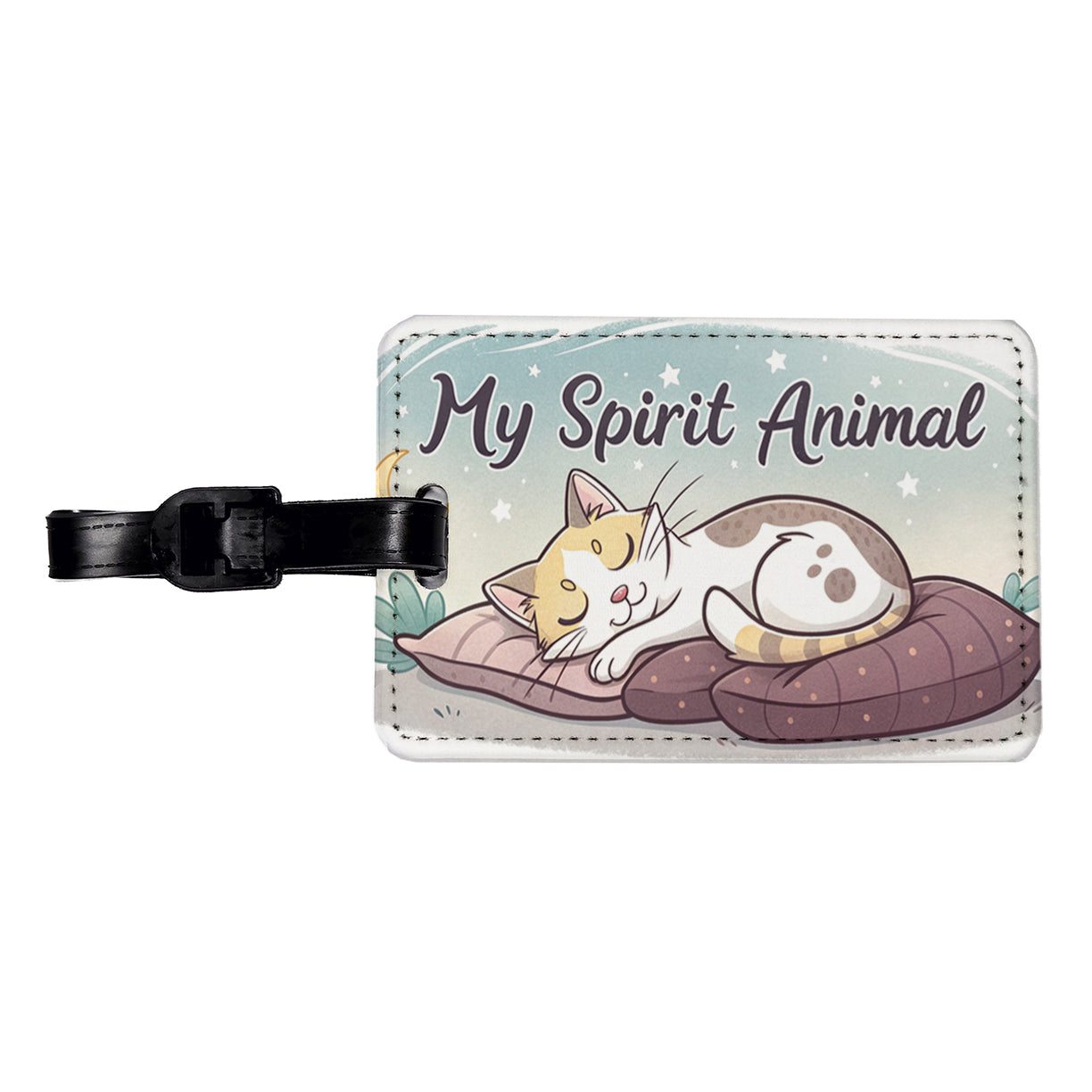 My Spirit Animal Sleeping Cat Funny Travel Faux Leather Luggage Tag