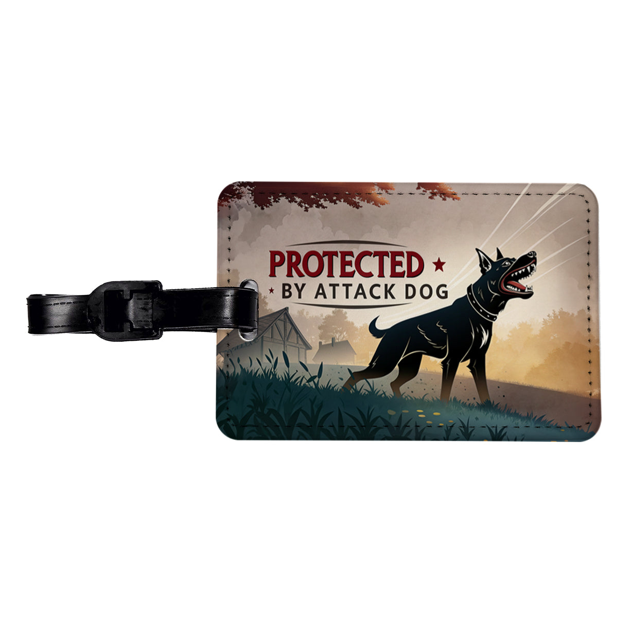 Protected By Attack Dog Travel Faux Leather Luggage Tag