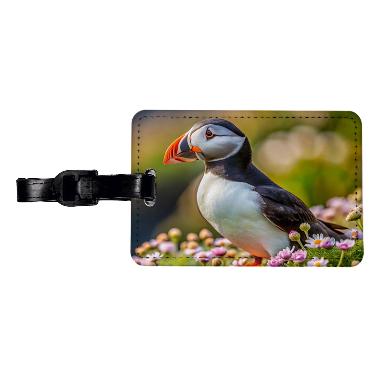 Puffin Bird Photograph Travel Faux Leather Luggage Tag