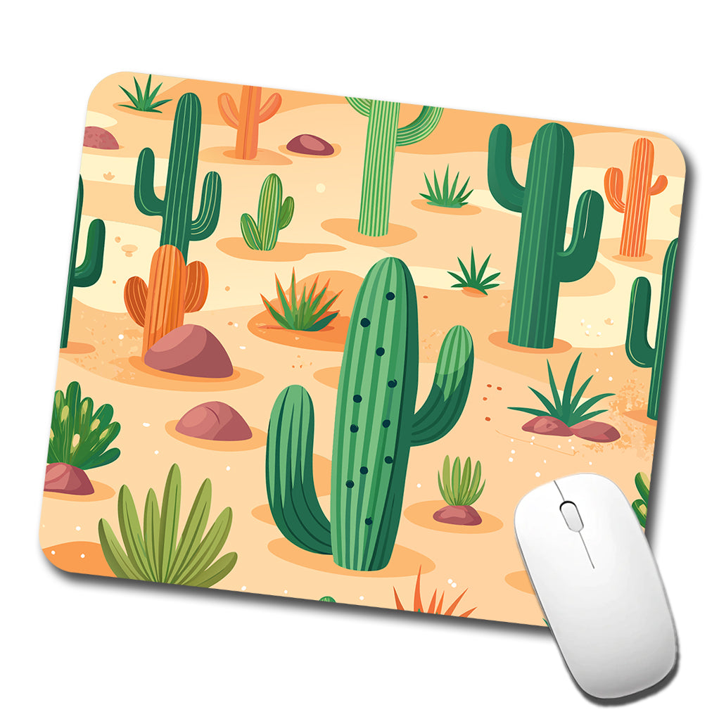 Cactus Cacti Desert Scattered Pattern Low Profile Mouse Pad Mat