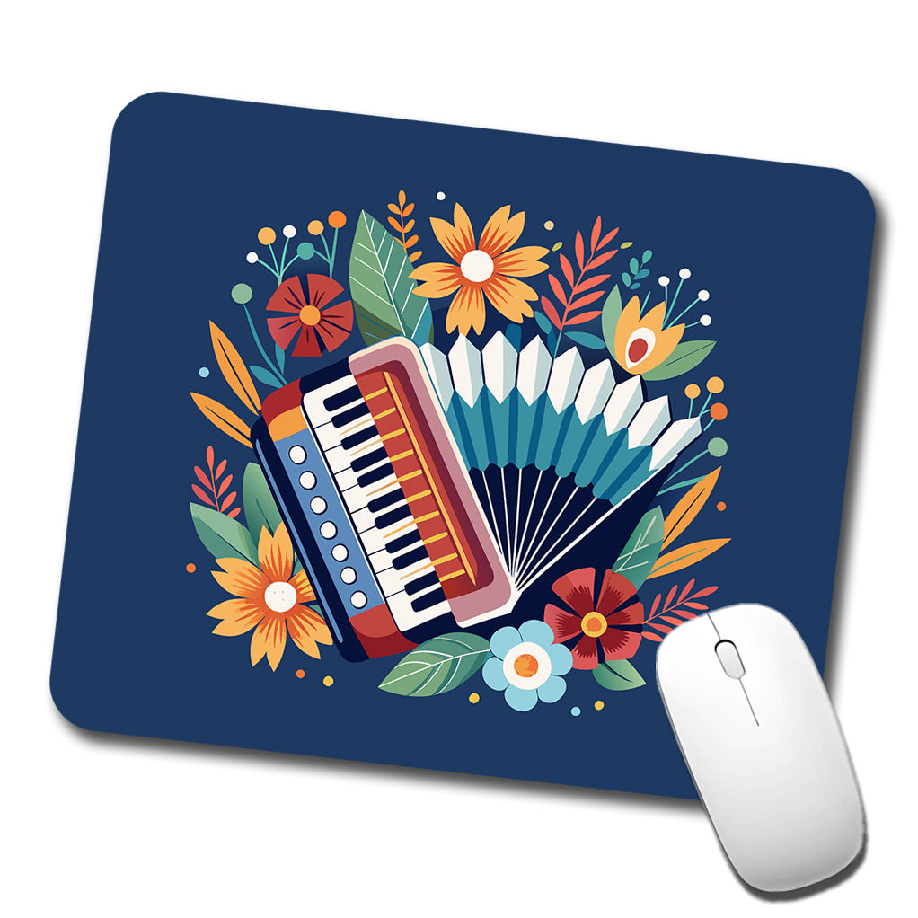 Accordion Music Floral Motif Low Profile Mouse Pad Mat