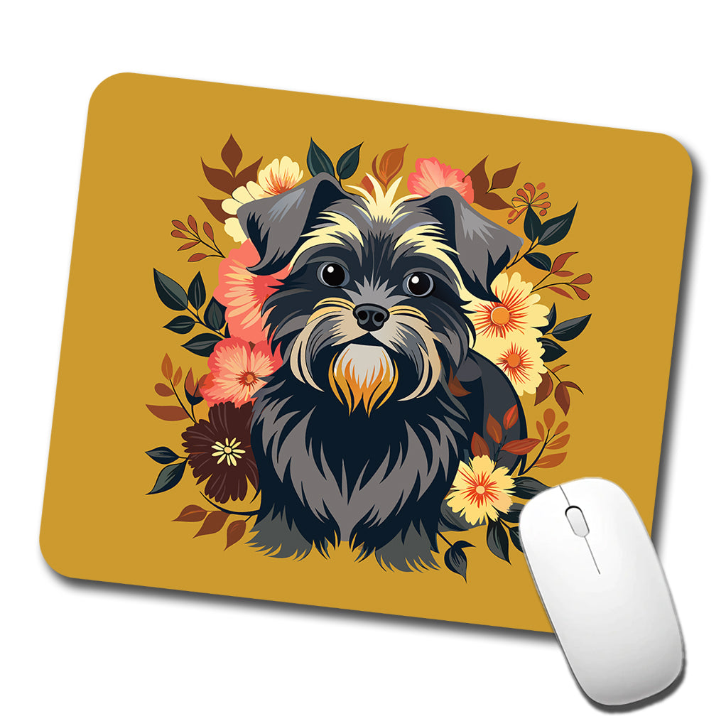 Affenpinscher Dog Floral Flowers Low Profile Mouse Pad Mat