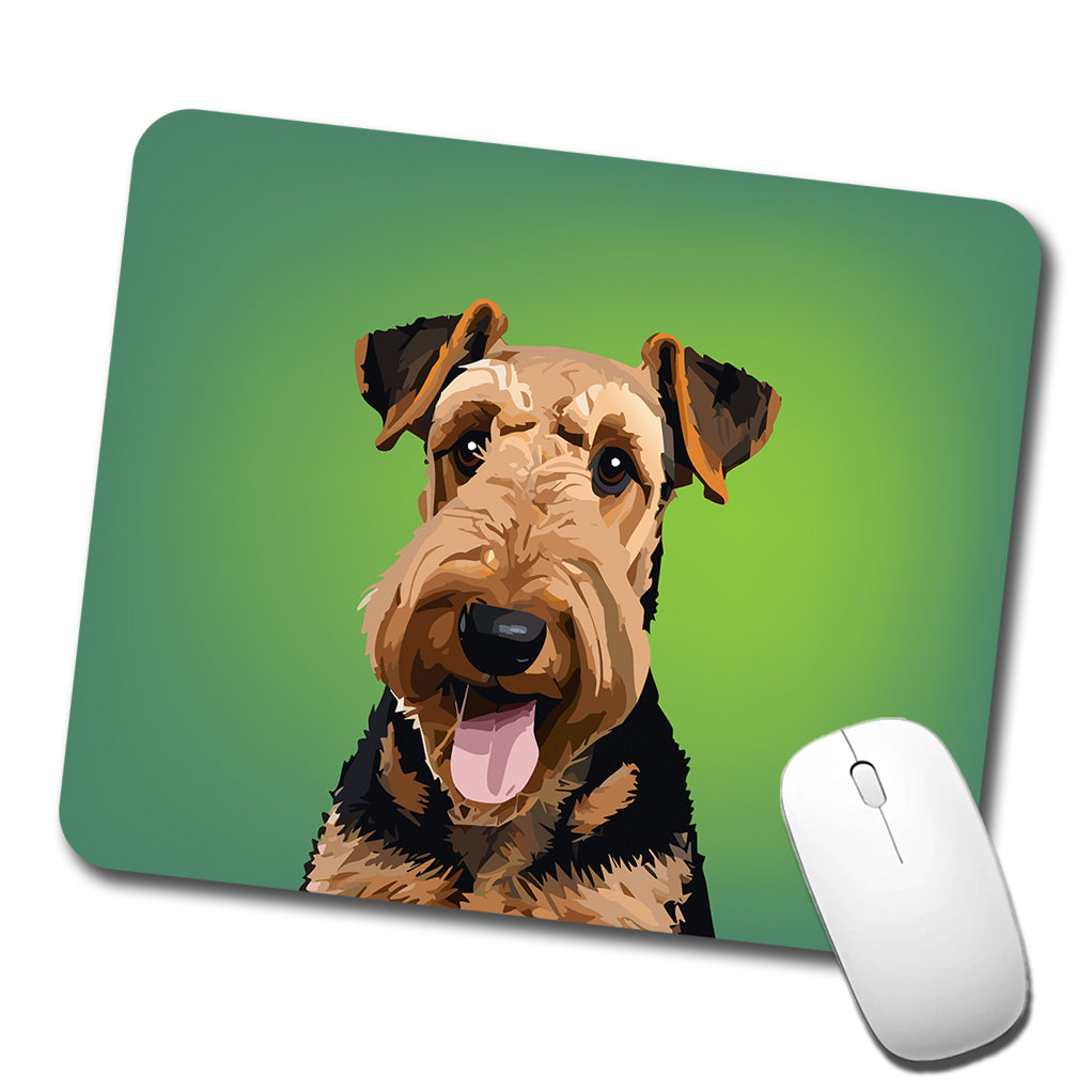 Airedale Terrier Dog Portrait Low Profile Mouse Pad Mat