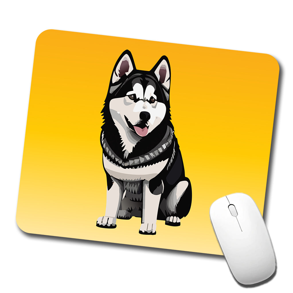 Alaskan Malamute Dog Sitting Low Profile Mouse Pad Mat