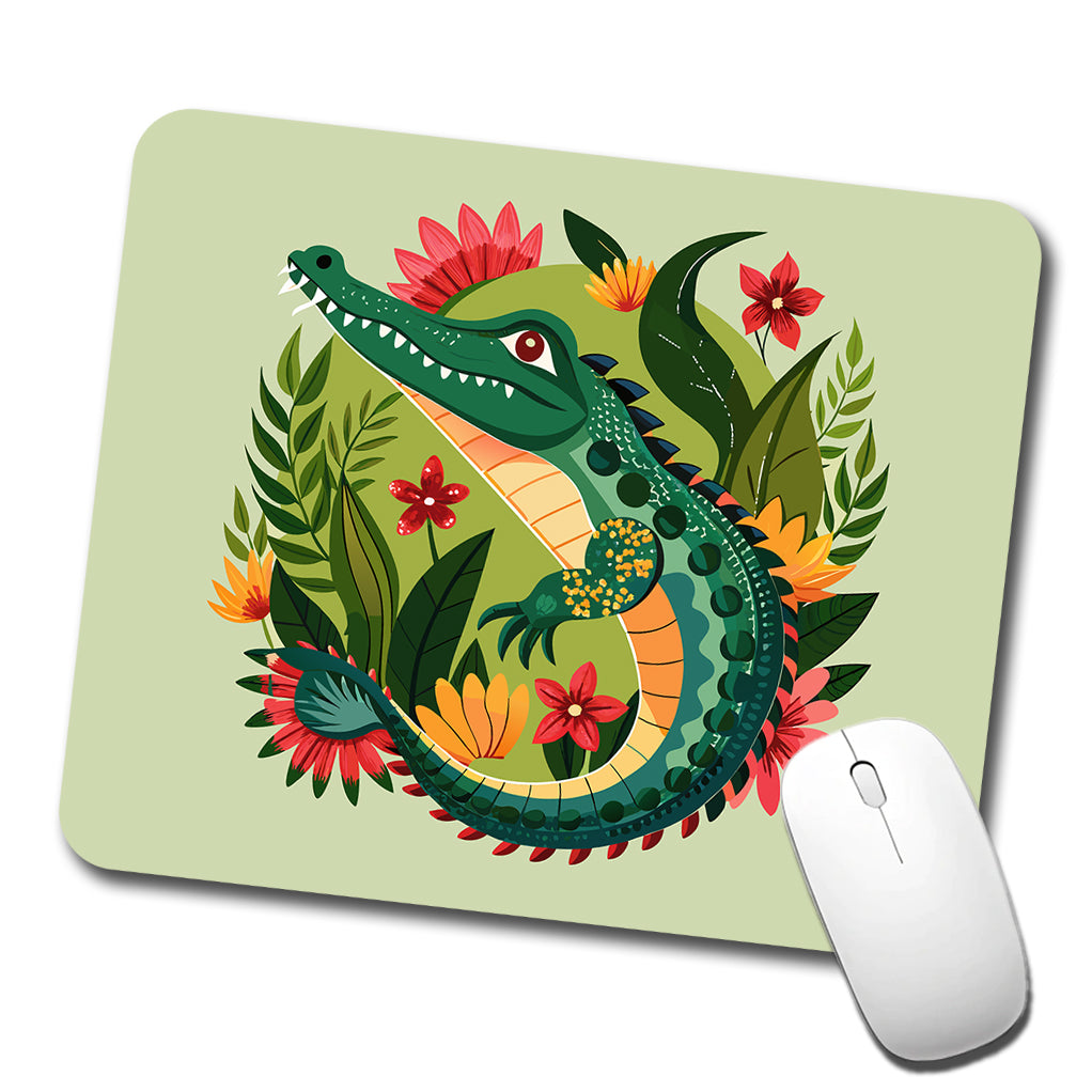 Alligator Floral Flowers Low Profile Mouse Pad Mat