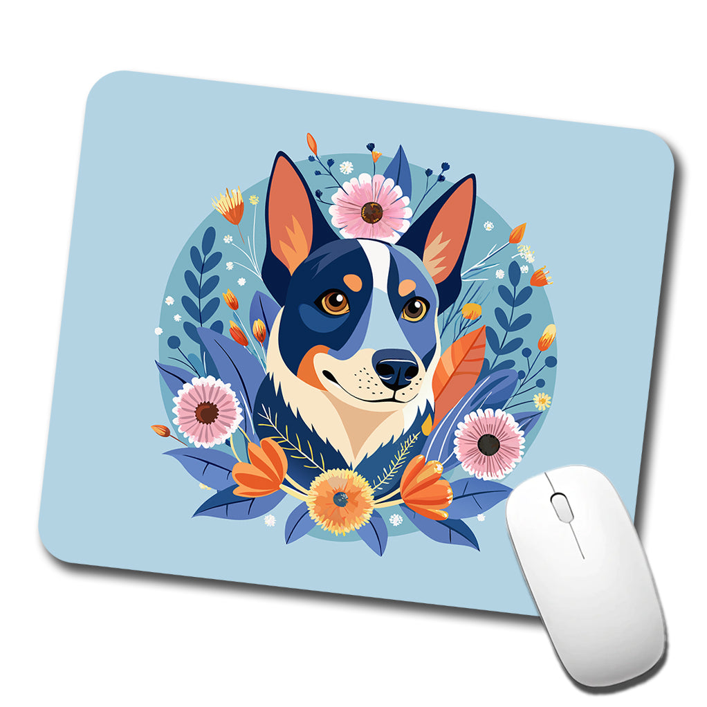 American Cattle Dog Floral Flowers Low Profile Mouse Pad Mat