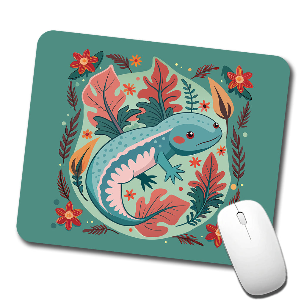 Axolotl Floral Motif Low Profile Mouse Pad Mat