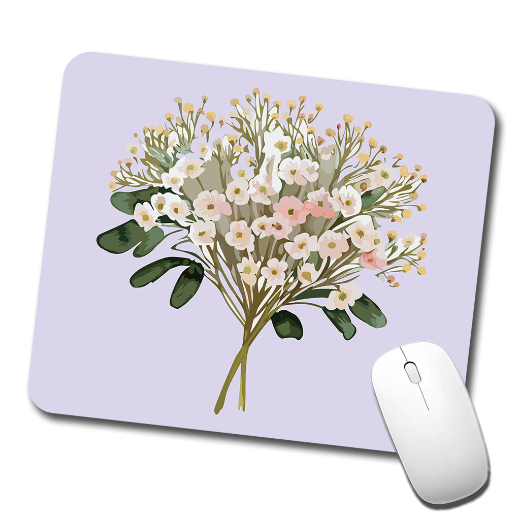 Baby's Breath Flowers White Low Profile Mouse Pad Mat