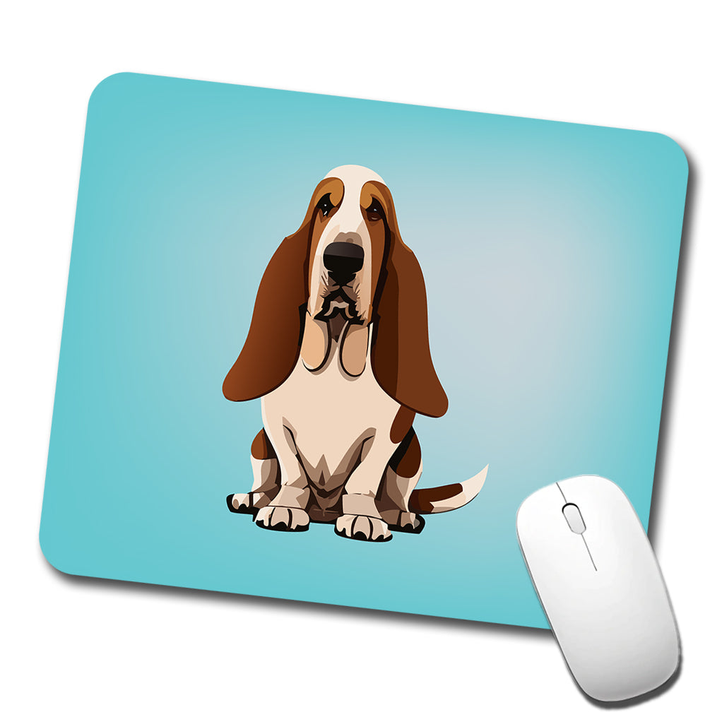 Basset Hound Dog Sitting Low Profile Mouse Pad Mat
