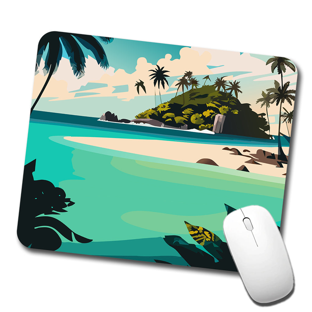 Beach Tropical Island Paradise Vacation Low Profile Mouse Pad Mat