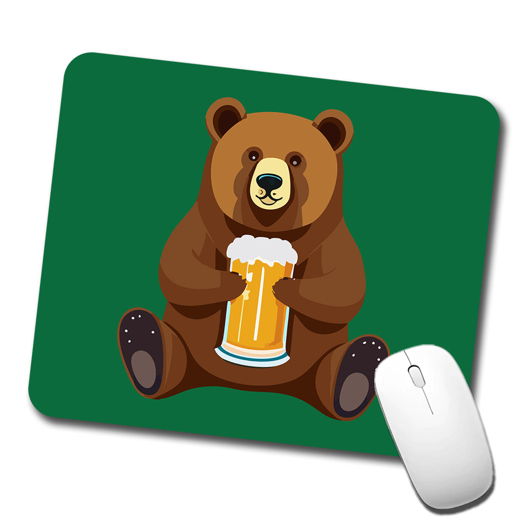 Bear Drinking Beer Sitting Funny Low Profile Mouse Pad Mat