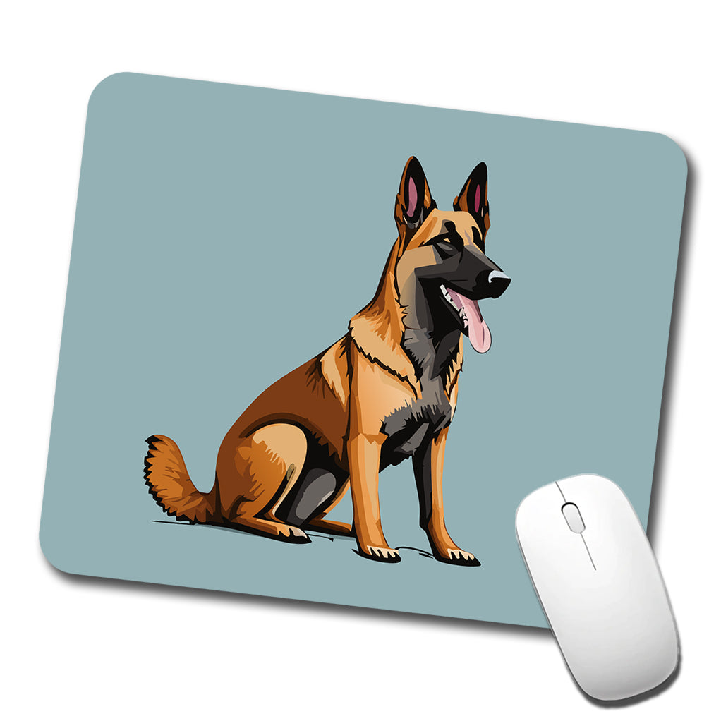 Belgian Shepherd Dog Sitting Low Profile Mouse Pad Mat