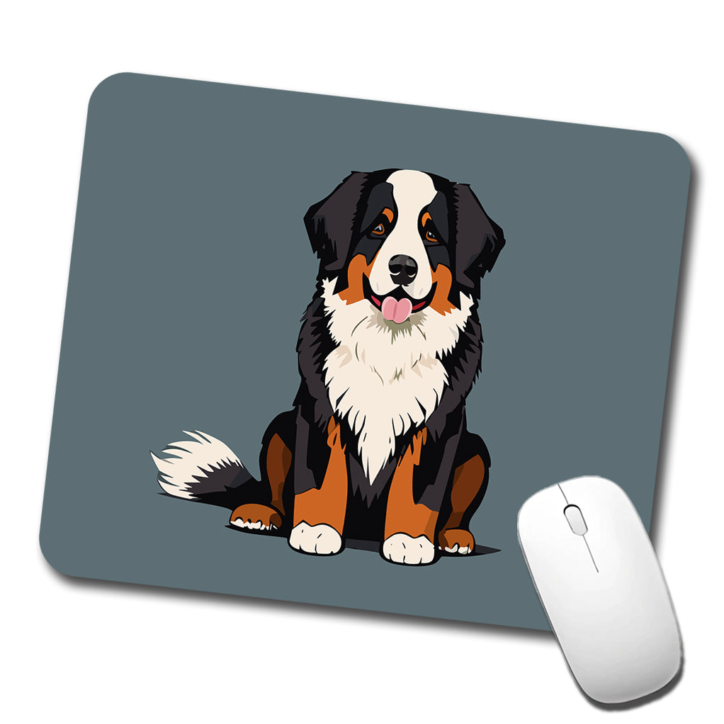 Bernese Mountain Dog Sitting Low Profile Mouse Pad Mat