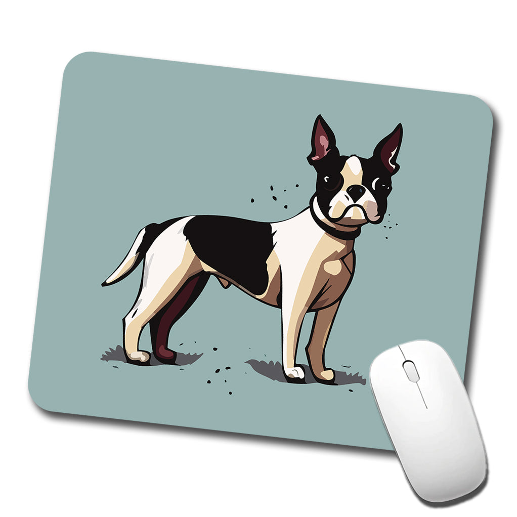 Boston Terrier Dog Standing Low Profile Mouse Pad Mat