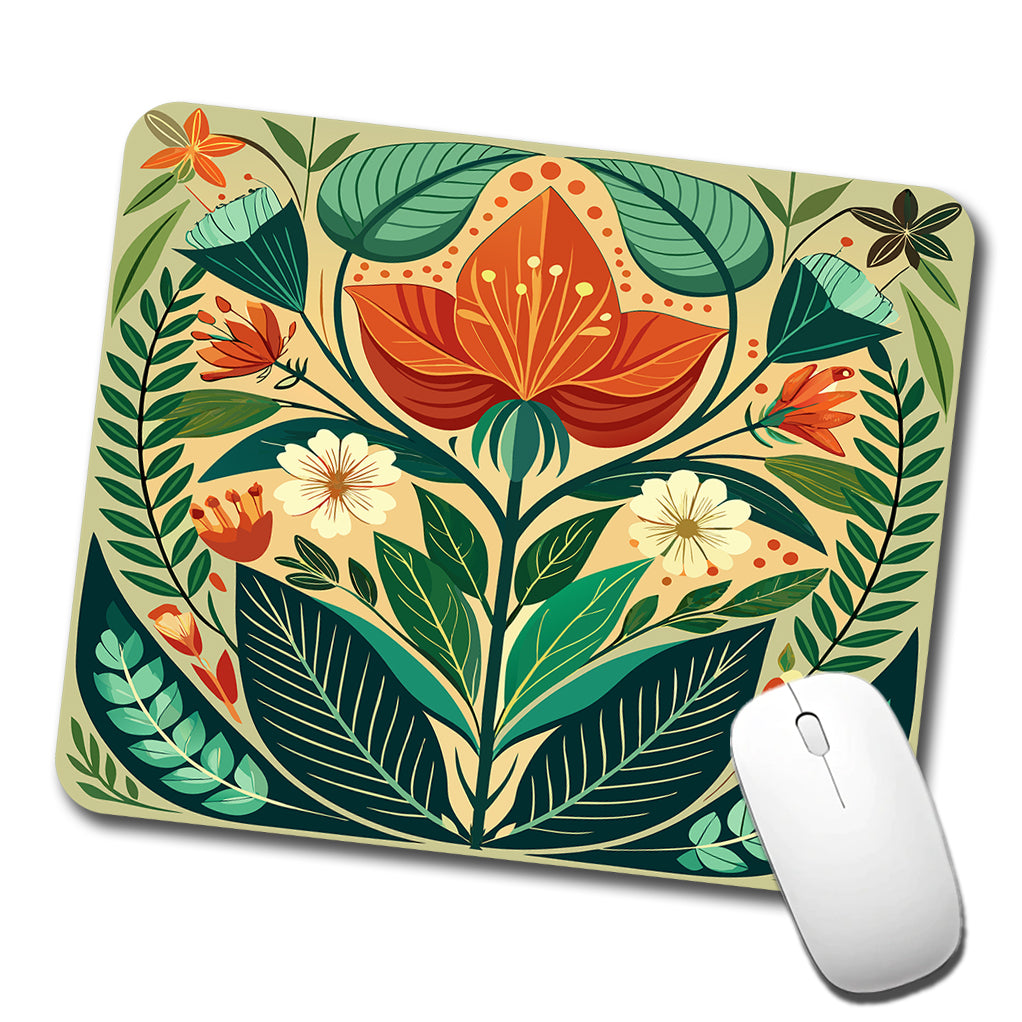 Botanical Floral Art Nouveau Design Low Profile Mouse Pad Mat